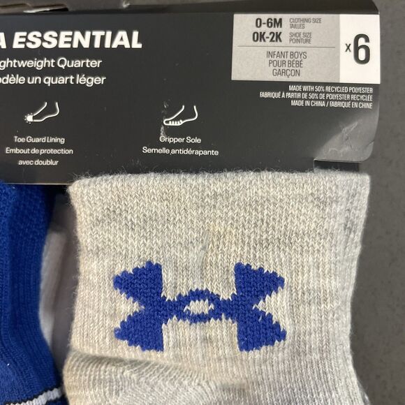Under Armour kids lightweight quarter Red and Gray Socks 6 pk size 0-6 M New - Picture 6 of 6